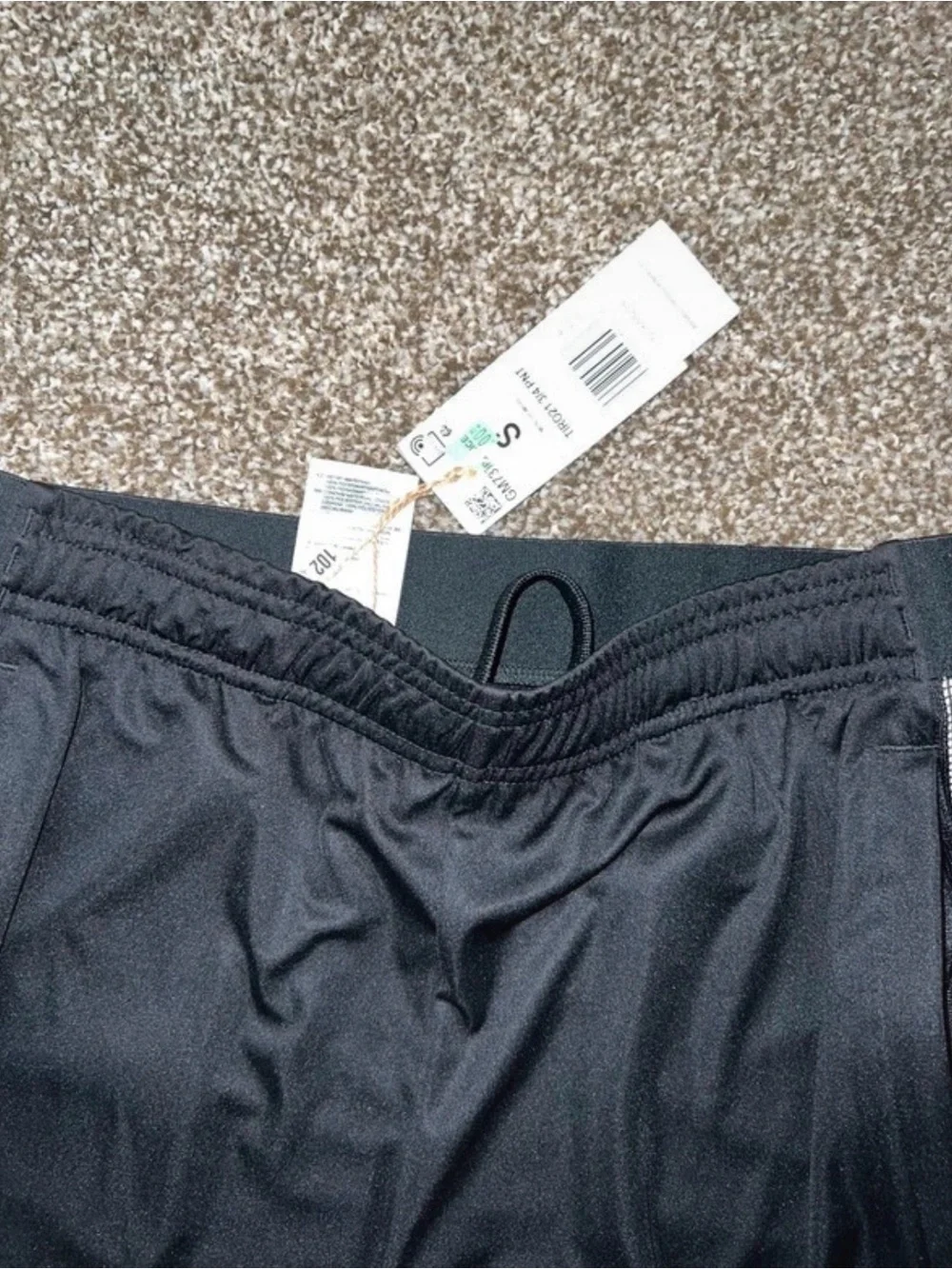 adidas Men’s Black Joggers with White Side Stripes Size: Small